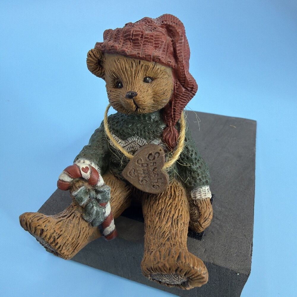 RARE! Sarah's Attic Vtg 1993 Teddy BEAR Boy Figurine Limited Ed Hat Christmas